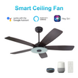 Striker 52 In. Best Smart Ceiling Fan with Dimmable Led Light & Remote Control, Black Wooden Pattern with Alexa/google Home/Siri (5-Blade) Load image into Gallery viewer, Striker 52 In. Best Smart Ceiling Fan with Dimmable Led Light & Remote Control, Black Wooden Pattern with Alexa/google Home/Siri (5-Blade)