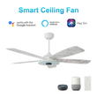 Striker 52 in. 5-Blade Best Smart Ceiling Fan with Dimmable LED Light, White/Marble Pattern, Works w/ Remote Control/Alexa/Google Home/Siri Load image into Gallery viewer, Striker 52 in. 5-Blade Best Smart Ceiling Fan with Dimmable LED Light, White/Marble Pattern, Works w/ Remote Control/Alexa/Google Home/Siri
