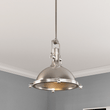 Industrial Pendant Light Fixture, Satin Nickel Finish, Dome Shape, Includes Extension Rods 1x6"+3x12", E26 Base - LEDMyPlace Load image into Gallery viewer, Industrial Pendant Light Fixture, Satin Nickel Finish, Dome Shape, Includes Extension Rods 1x6"+3x12", E26 Base - LEDMyPlace
