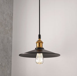 Industrial Style Matte Black Pendant Light Fixture, E26 Base, Antique Brass and Matte Black Finish, UL Listed Industrial Style Matte Black Pendant Light Fixture, E26 Base, Antique Brass and Matte Black Finish, UL Listed