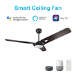 Innovator 52" 3 Blade Best Smart LED Ceiling Fan with Remote Control, Black/Dark Wood Pattern Finish, Works w/ Alexa/Google Home/Siri - LEDMyPlace Load image into Gallery viewer, Innovator 52" 3 Blade Best Smart LED Ceiling Fan with Remote Control, Black/Dark Wood Pattern Finish, Works w/ Alexa/Google Home/Siri - LEDMyPlace