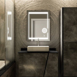 LED Lighted Bathroom Vanity Mirror with Magnifying Mirror, Anti-Fog, Touch Button, CRI 90+,Adjustable Color Temperature & Remembrance Makeup Mirror, Auspice Style LED Lighted Bathroom Vanity Mirror with Magnifying Mirror, Anti-Fog, Touch Button, CRI 90+,Adjustable Color Temperature & Remembrance Makeup Mirror, Auspice Style