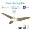 Trailblazer 52 In. indoor/outdoor 3-Blade Best Smart Ceiling Fan with Light , Remote Control, White Wooden Pattern W/ Alexa/Google Home Compatible Load image into Gallery viewer, Trailblazer 52 In. indoor/outdoor 3-Blade Best Smart Ceiling Fan with Light , Remote Control, White Wooden Pattern W/ Alexa/Google Home Compatible