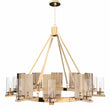 12-Light Ring Chandelier Ceiling Light in Brass Finish with Clear Glass, Diam 50" Height 39", 120V, Bulb Type B10, Socket Type E12, Max wattage Per Socket 60W Load image into Gallery viewer, 12-Light Ring Chandelier Ceiling Light in Brass Finish with Clear Glass, Diam 50" Height 39", 120V, Bulb Type B10, Socket Type E12, Max wattage Per Socket 60W