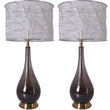 Lola Big Translucent Smoke Gray Ombre Glass Best Table Lamp 30" - Smoke Gray Ombre/Silver Yarn Shade (Set of 2) - LEDMyPlace Load image into Gallery viewer, Lola Big Translucent Smoke Gray Ombre Glass Best Table Lamp 30" - Smoke Gray Ombre/Silver Yarn Shade (Set of 2) - LEDMyPlace