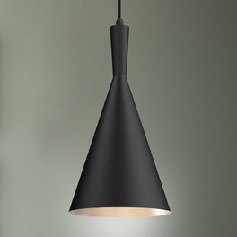 Matte Black Pendant Light Fixture, Subulate Style, E26 Base, Steel Body, UL Listed Matte Black Pendant Light Fixture, Subulate Style, E26 Base, Steel Body, UL Listed