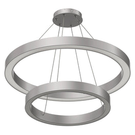 Modern - Double Ring Chandelier With Unique Shade, 115W, 3000K, 5750LM, Dimmable, Pendant Mounting, Aluminum Body Finish Modern - Double Ring Chandelier With Unique Shade, 115W, 3000K, 5750LM, Dimmable, Pendant Mounting, Aluminum Body Finish