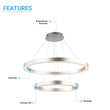 Modern - Double Ring Chandelier With Unique Shade, 115W, 3000K, 5750LM, Dimmable, Pendant Mounting, Aluminum Body Finish - LEDMyPlace Load image into Gallery viewer, Modern - Double Ring Chandelier With Unique Shade, 115W, 3000K, 5750LM, Dimmable, Pendant Mounting, Aluminum Body Finish - LEDMyPlace