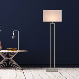 Modern Standing Floor Lamps for Living Room 61-inch Brushed Nickel & Straight Rectangular Pure White Linen Shade, With 1PCS ON-OFF Switch,  Corner Floor Lamp Modern Standing Floor Lamps for Living Room 61-inch Brushed Nickel & Straight Rectangular Pure White Linen Shade, With 1PCS ON-OFF Switch,  Corner Floor Lamp