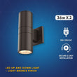 Outdoor LED Up and Down Wall Sconce, Cylinder Outside Lights, 2x36W, AC100 - 277V, Double Side (White Light), Exterior Wall Lights - LEDMyPlace Load image into Gallery viewer, Outdoor LED Up and Down Wall Sconce, Cylinder Outside Lights, 2x36W, AC100 - 277V, Double Side (White Light), Exterior Wall Lights - LEDMyPlace