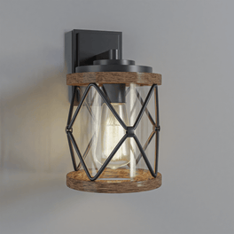 Outdoor Porch Light, Anti-Rust Waterproof Industrial Outdoor Lantern, UL ETL Listed, Matt Black+Wood Finish Wall Light Outdoor Porch Light, Anti-Rust Waterproof Industrial Outdoor Lantern, UL ETL Listed, Matt Black+Wood Finish Wall Light