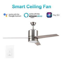 Ranger 52 In. 3-Blade Led Indoor Wi-Fi Best Smart Ceiling Fan with Light Kit, Best Smart Wall Switch, Alexa/Google Home/Siri Compatible, Silver Wooden Pattern Ranger 52 In. 3-Blade Led Indoor Wi-Fi Best Smart Ceiling Fan with Light Kit, Best Smart Wall Switch, Alexa/Google Home/Siri Compatible, Silver Wooden Pattern