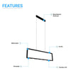 Rectangular Chandelier LED For Office Kitchen Dining Room, 33W, 3000K, 1650LM, LED Pendant Lighting with Matte Black Body Finish, Dimmable, 1 - Light - LEDMyPlace Load image into Gallery viewer, Rectangular Chandelier LED For Office Kitchen Dining Room, 33W, 3000K, 1650LM, LED Pendant Lighting with Matte Black Body Finish, Dimmable, 1 - Light - LEDMyPlace