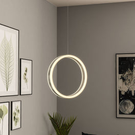 Ring 1-Light LED Unique Design Pendant, 34W, 3000K (Warm White), 1028LM, Dimmable, Aluminum Body Finish, Pendant Mounting Ring 1-Light LED Unique Design Pendant, 34W, 3000K (Warm White), 1028LM, Dimmable, Aluminum Body Finish, Pendant Mounting