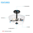 Semi Flush Mount Ceiling Lights, 2 - Lights E26 Base, Round, UL Listed for Damp Location, 3 Years Warranty - LEDMyPlace Load image into Gallery viewer, Semi Flush Mount Ceiling Lights, 2 - Lights E26 Base, Round, UL Listed for Damp Location, 3 Years Warranty - LEDMyPlace