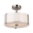 Semi Flush Mount Ceiling Lights, Drum Shape, Brushed Nickel Finish and Frosted Glass Shade, E26 Base, UL Listed - Damp Location - LEDMyPlace Load image into Gallery viewer, Semi Flush Mount Ceiling Lights, Drum Shape, Brushed Nickel Finish and Frosted Glass Shade, E26 Base, UL Listed - Damp Location - LEDMyPlace