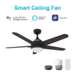Solasta 52 Inch 5 - Blade Best Smart Ceiling Fan With Led Light Kit & Remote - Black/Dark Wood - LEDMyPlace Load image into Gallery viewer, Solasta 52 Inch 5 - Blade Best Smart Ceiling Fan With Led Light Kit & Remote - Black/Dark Wood - LEDMyPlace