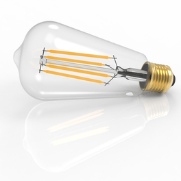 ST18 Dimmable Straight Filament Vintage Edison LED Light Bulb, 6W, 2700K, 600LM, 120V/60Hz, 4-filament, E26, Clear, Warm Amber Light ST18 Dimmable Straight Filament Vintage Edison LED Light Bulb, 6W, 2700K, 600LM, 120V/60Hz, 4-filament, E26, Clear, Warm Amber Light