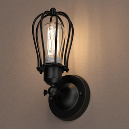 Steel Birdcage Wall Sconce Lighting Fixtures, Matte Black Finish, E26 Base, UL Listed, 3 Years Warranty Steel Birdcage Wall Sconce Lighting Fixtures, Matte Black Finish, E26 Base, UL Listed, 3 Years Warranty