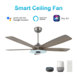 Striker 52 in. 5 - Blade Best Smart Ceiling Fan with Dimmable LED Light, Silver/Light Wood Finish, Works w/ Remote Control/Alexa/Google Home/Siri - LEDMyPlace Load image into Gallery viewer, Striker 52 in. 5 - Blade Best Smart Ceiling Fan with Dimmable LED Light, Silver/Light Wood Finish, Works w/ Remote Control/Alexa/Google Home/Siri - LEDMyPlace
