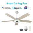 Striker 52 in. 5 - Blade Best Smart Ceiling Fan with Dimmable LED Light, White/Light Wood Finish, Works w/ Remote Control/Alexa/Google Home/Siri - LEDMyPlace Load image into Gallery viewer, Striker 52 in. 5 - Blade Best Smart Ceiling Fan with Dimmable LED Light, White/Light Wood Finish, Works w/ Remote Control/Alexa/Google Home/Siri - LEDMyPlace