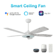 Striker 52 in. 5 - Blade Best Smart Ceiling Fan with Dimmable LED Light, White/Marble Pattern, Works w/ Remote Control/Alexa/Google Home/Siri - LEDMyPlace Load image into Gallery viewer, Striker 52 in. 5 - Blade Best Smart Ceiling Fan with Dimmable LED Light, White/Marble Pattern, Works w/ Remote Control/Alexa/Google Home/Siri - LEDMyPlace
