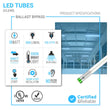 T8 4ft LED Tube/Bulb - Glass 18W 1800 Lumens 5000K Clear, G13 Base, Single Ended power - Ballast Bypass - LEDMyPlace Load image into Gallery viewer, T8 4ft LED Tube/Bulb - Glass 18W 1800 Lumens 5000K Clear, G13 Base, Single Ended power - Ballast Bypass - LEDMyPlace