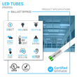 T8 4ft LED Tube/Bulb - Glass 18W 1800 Lumens 6500K Frosted, Single Ended Power - Ballast Bypass - LEDMyPlace Load image into Gallery viewer, T8 4ft LED Tube/Bulb - Glass 18W 1800 Lumens 6500K Frosted, Single Ended Power - Ballast Bypass - LEDMyPlace