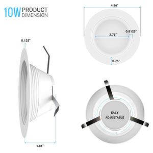 10W Dimmable 4-Inch LED Recessed Lighting with ETL Listing and Baffle Trim: Ideal Downlights for Closets, Kitchens, Hallways, and Basements