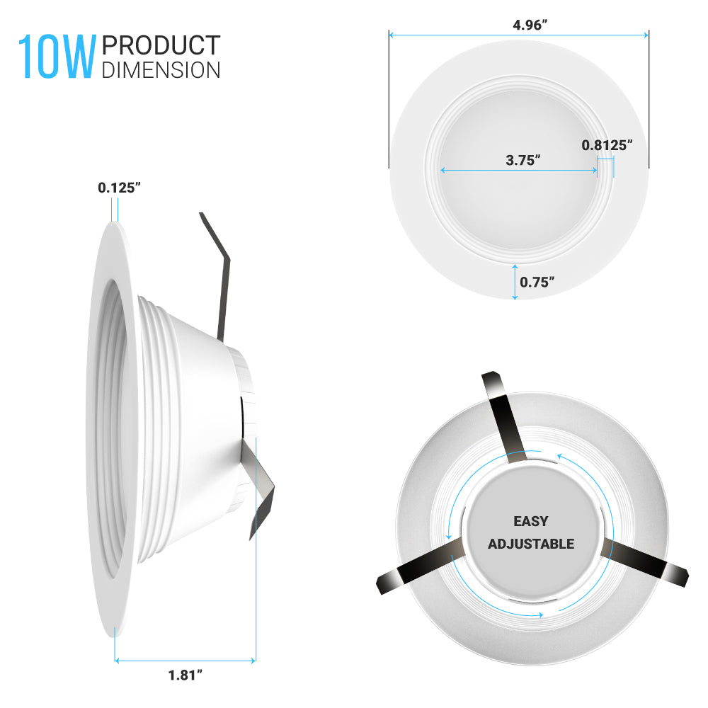 inch Retrofit LED Downlights Fixture Can Lights, 10W, 650LM, Dimma –  LEDMyplace Canada