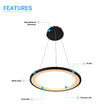 1-ring-35w-3000k-6500k-matte-black-body-finish-modern-led-ring-chandelier-lights Load image into Gallery viewer, 1-ring-35w-3000k-6500k-matte-black-body-finish-modern-led-ring-chandelier-lights
