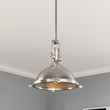 Industrial Pendant Light Fixture, Satin Nickel Finish, Dome Shape, Includes Extension Rods 1x6"+3x12", E26 Base Load image into Gallery viewer, Industrial Pendant Light Fixture, Satin Nickel Finish, Dome Shape, Includes Extension Rods 1x6"+3x12", E26 Base
