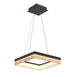 Square Metal and Wood Chandelier Light, 35W, 3000K (Warm White), 836 Lumens, Dimmable, Matte Black + Wood Body Finish Load image into Gallery viewer, Square Metal and Wood Chandelier Light, 35W, 3000K (Warm White), 836 Lumens, Dimmable, Matte Black + Wood Body Finish