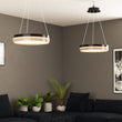 Round Chandelier, Matte Black + Wood Finish, 33W, 3000K (Warm White), 961 Lumens, Dimmable Pendant Load image into Gallery viewer, Round Chandelier, Matte Black + Wood Finish, 33W, 3000K (Warm White), 961 Lumens, Dimmable Pendant