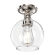 Clear Glass Dome Shape Semi Flush Mount Ceiling Lights, Brushed Nickel Finish, E26 Base, Ceiling Mounting, UL Listed for Damp Location Load image into Gallery viewer, Clear Glass Dome Shape Semi Flush Mount Ceiling Lights, Brushed Nickel Finish, E26 Base, Ceiling Mounting, UL Listed for Damp Location