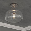 1-Light Clear Glass Semi Flush Mount Light, Brushed Nickel Ceiling Light, E26 Base, UL Listed for Damp Location, 3 Years Warranty Load image into Gallery viewer, 1-Light Clear Glass Semi Flush Mount Light, Brushed Nickel Ceiling Light, E26 Base, UL Listed for Damp Location, 3 Years Warranty