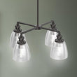 4-Lights Chandelier Lighting Fixture, Clear Glass Chandelier for Kitchen, Coffee Bar, E26 Base Load image into Gallery viewer, 4-Lights Chandelier Lighting Fixture, Clear Glass Chandelier for Kitchen, Coffee Bar, E26 Base