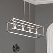 4-Lights Linear Chandelier Light, For Damp Location, Open Frame Rectangle Chandeliers, E26 Base, UL Listed, 5 Years Warranty Load image into Gallery viewer, 4-Lights Linear Chandelier Light, For Damp Location, Open Frame Rectangle Chandeliers, E26 Base, UL Listed, 5 Years Warranty