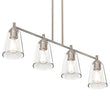 4-Lights Island Linear Pendant Light with Clear Glass Shade, E26 Base, UL Listed for Damp Location Load image into Gallery viewer, 4-Lights Island Linear Pendant Light with Clear Glass Shade, E26 Base, UL Listed for Damp Location