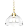 Dome Shape Brass Gold Pendant Light with Clear Glass Shade, E26 Base, UL Listed for Damp Location Load image into Gallery viewer, Dome Shape Brass Gold Pendant Light with Clear Glass Shade, E26 Base, UL Listed for Damp Location