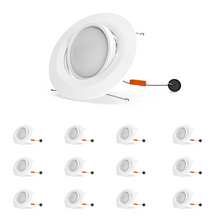 Load image into Gallery viewer, Adjustable Eyeball White LED Recessed Ceiling Light Fixture Trim: 5 in. and 6 in., 15W, 1060LM, Dimmable, Energy Star &amp; ETL Listed