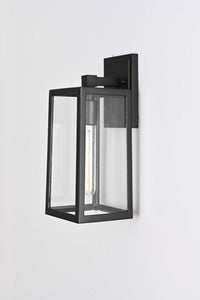 1-Light, Wall Mount Light with Clear Glass, Black, Wall Lamp for Outside House