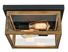 Load image into Gallery viewer, 2-Light Wood Frame Flush Mount Ceiling Light with Black Sockets