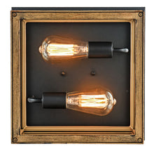 Load image into Gallery viewer, 2-Light Wood Frame Flush Mount Ceiling Light with Black Sockets