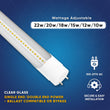 Load image into Gallery viewer, Hybrid T8 4ft LED Tube/Bulb - 22w/18w/15w/12w Wattage Adjustable, 130lm/w, 3000k/4000k/5000k/6500k CCT Changeable, Clear, Base G13, Single End/Double End Power - Ballast Compatible or Bypass