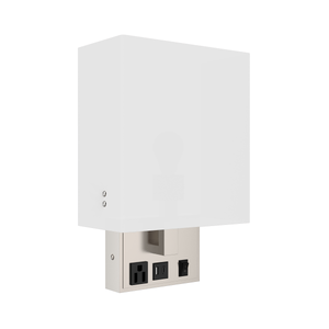 1 - Light, Decorative Wall Sconces Light with 1 Switch, 1 USB, 1 Type C & 1 Outlet, Satin Nickel Finish w/ White shade, Wall Mounted Lamps for Home Hotel Corridor Restaurant - LEDMyPlace