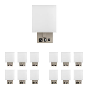 1 - Light, Decorative Wall Sconces Light with 1 Switch, 1 USB, 1 Type C & 1 Outlet, Satin Nickel Finish w/ White shade, Wall Mounted Lamps for Home Hotel Corridor Restaurant - LEDMyPlace