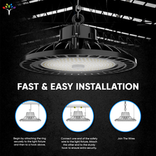 Load image into Gallery viewer, 100W UFO High Bay LED Shop Lights 4000K, 1 - 10V Dimmable, AC120 - 277V, UL, DLC Listed, Commercial Warehouse Workshop Garage Factory Lighting Fixture - LEDMyPlace