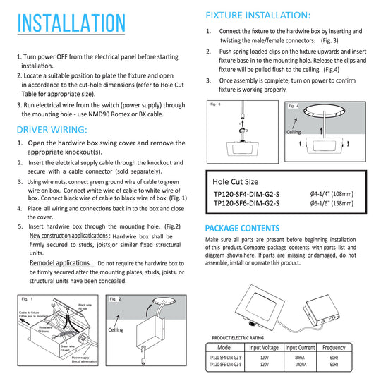 6" 12W LED Slim Panel Recessed Ceiling Light CCT 2700k 3000K 3500K 4000K 5000K, with Junction Box, Square