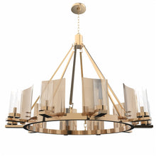 Load image into Gallery viewer, 12 - Light Ring Chandelier Ceiling Light in Brass Finish with Clear Glass, Diam 50&quot; Height 39&quot;, 120V, Bulb Type B10, Socket Type E12, Max wattage Per Socket 60W - LEDMyPlace